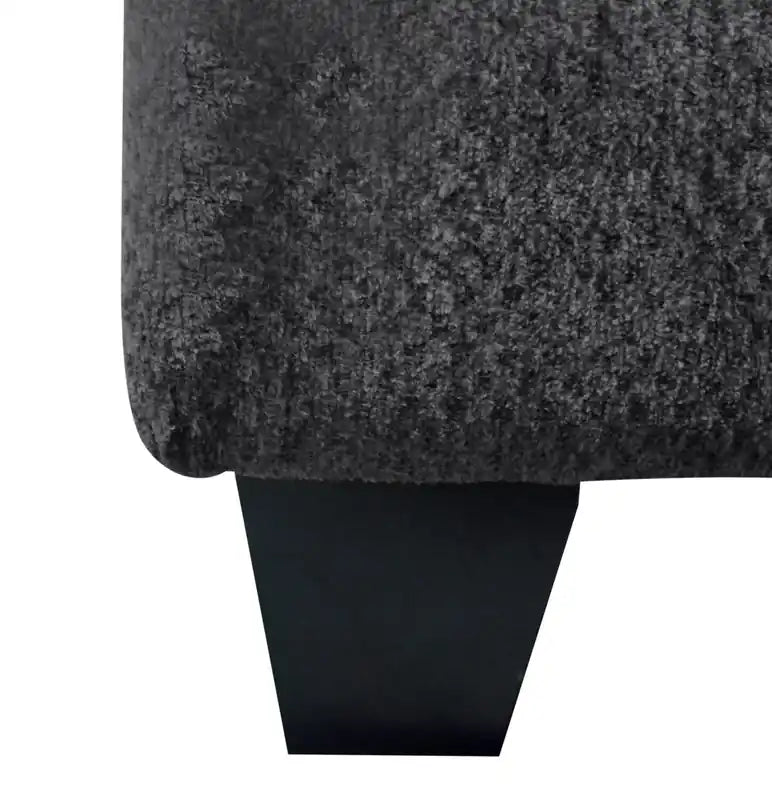 Fauteuil 49 en tissu chenille avec accoudoirs évasés et pieds en bois - Gris anthracite