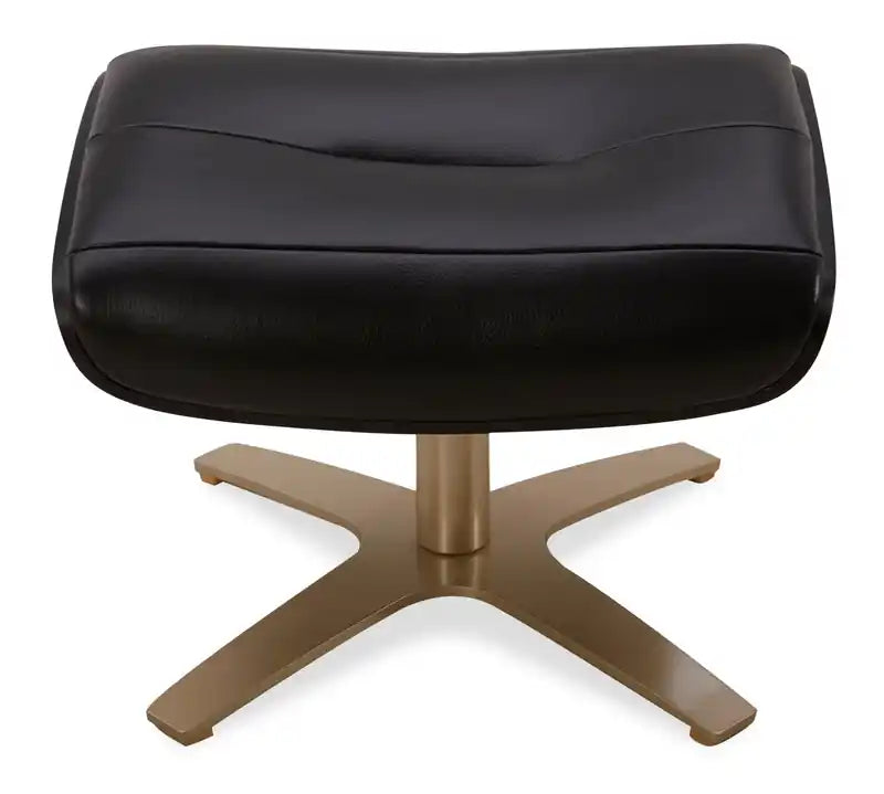 Fauteuil inclinable pivotant en cuir véritable pleine fleur avec repose-pieds