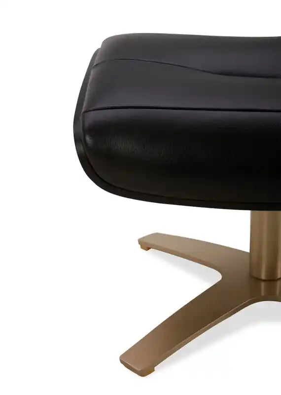 Fauteuil inclinable pivotant en cuir véritable pleine fleur avec repose-pieds