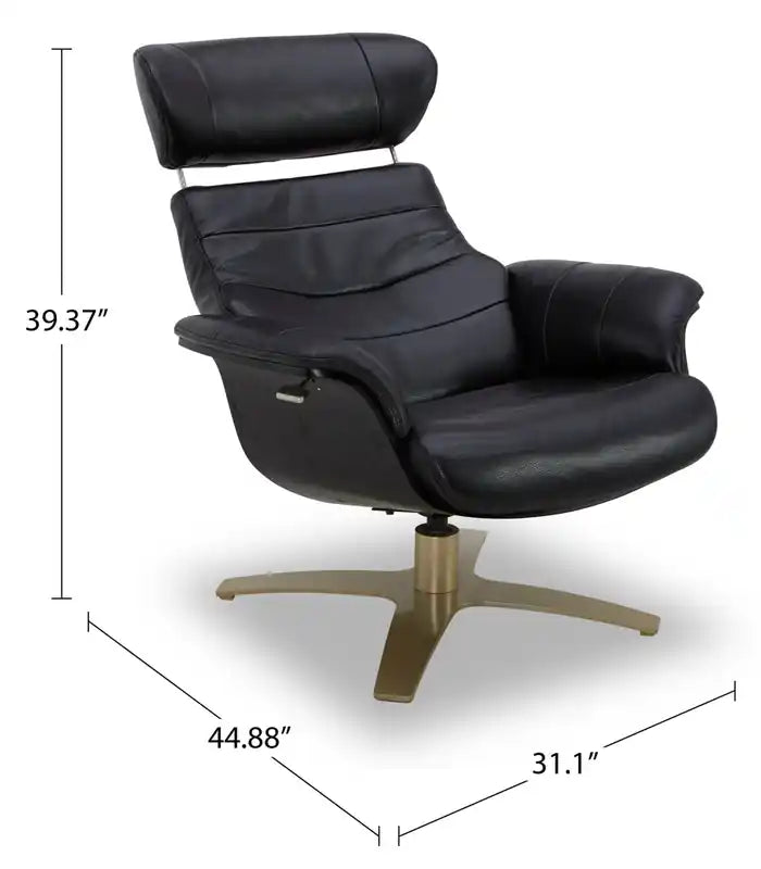 Fauteuil inclinable pivotant en cuir véritable pleine fleur avec repose-pieds