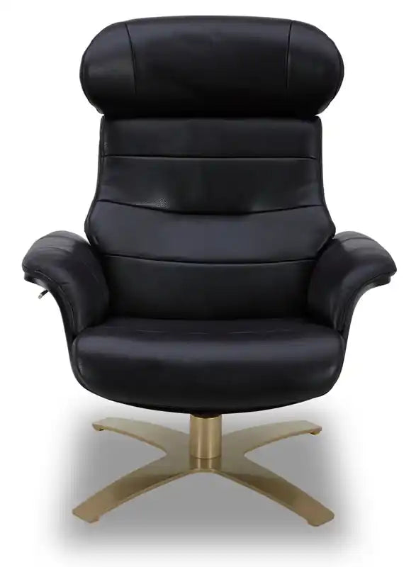 Fauteuil inclinable pivotant en cuir véritable pleine fleur avec repose-pieds