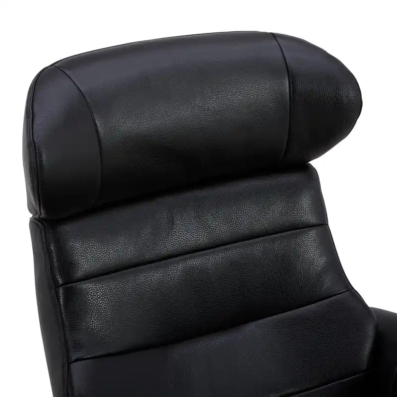 Fauteuil inclinable pivotant en cuir véritable pleine fleur avec repose-pieds