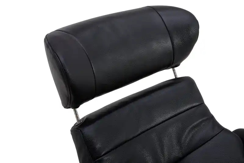 Fauteuil inclinable pivotant en cuir véritable pleine fleur avec repose-pieds
