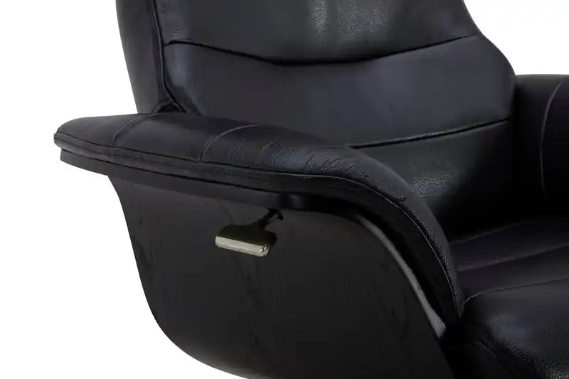 Fauteuil inclinable pivotant en cuir véritable pleine fleur avec repose-pieds