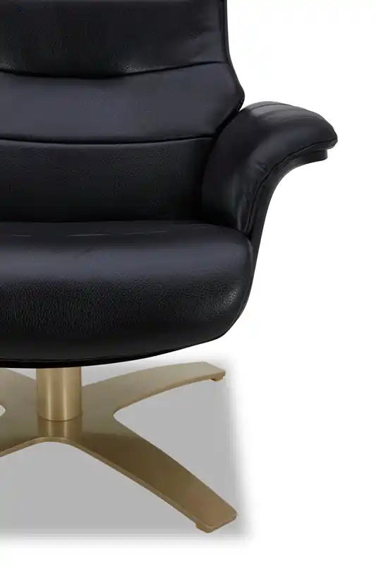 Fauteuil inclinable pivotant en cuir véritable pleine fleur avec repose-pieds
