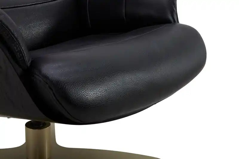 Fauteuil inclinable pivotant en cuir véritable pleine fleur avec repose-pieds