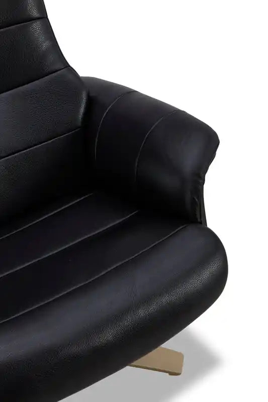 Fauteuil inclinable pivotant en cuir véritable pleine fleur avec repose-pieds