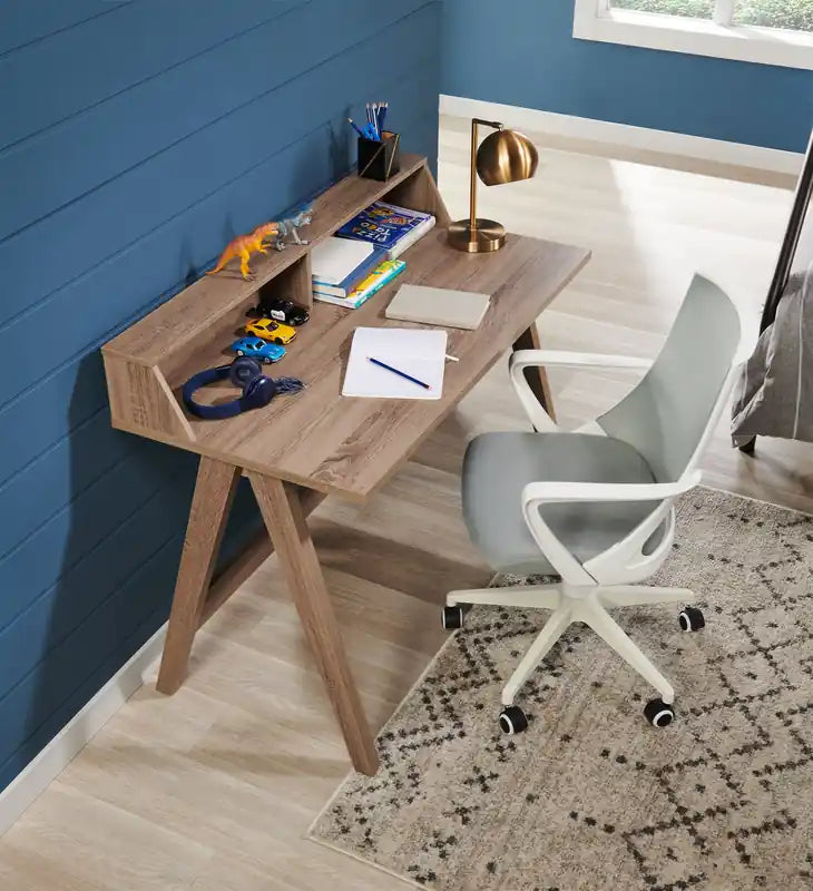 Bureau informatique de 120 cm avec 2 casiers - Taupe