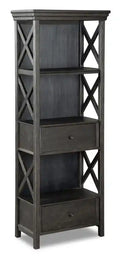 Isla Display Shelft with Storage Drawers, 25.4W - Rustic Black