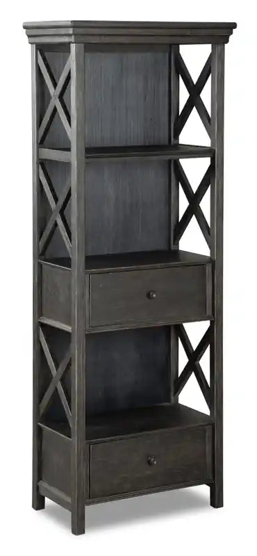 Isla Display Shelft with Storage Drawers, 25.4W - Rustic Black