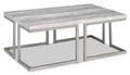Jesse 47 Modern Coffee Table - Grey and Pewter with Metal Base