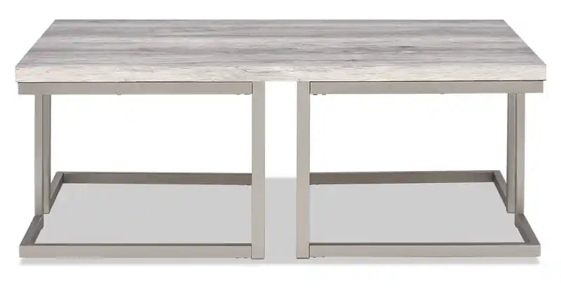 Table Basse Moderne 47 - Gris et Étain avec Base en Métal