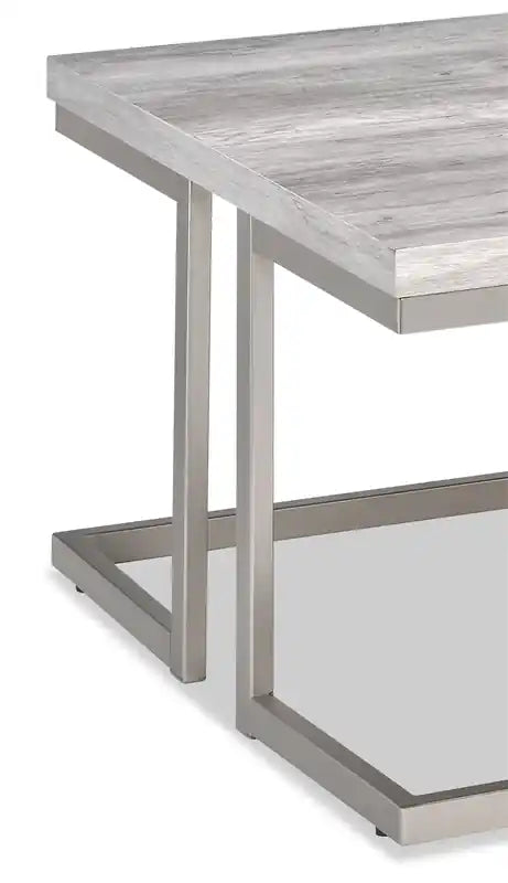 Table Basse Moderne 47 - Gris et Étain avec Base en Métal