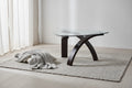 Jorja 34.75 Modern Glass Top Coffee Table - Brown with Bentwoood Legs