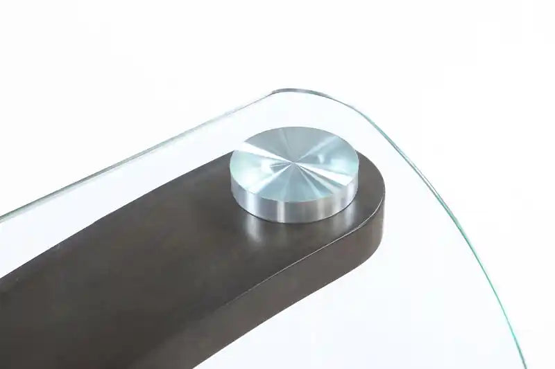 Table basse moderne 34,75 en verre – Marron avec pieds en bois cintré