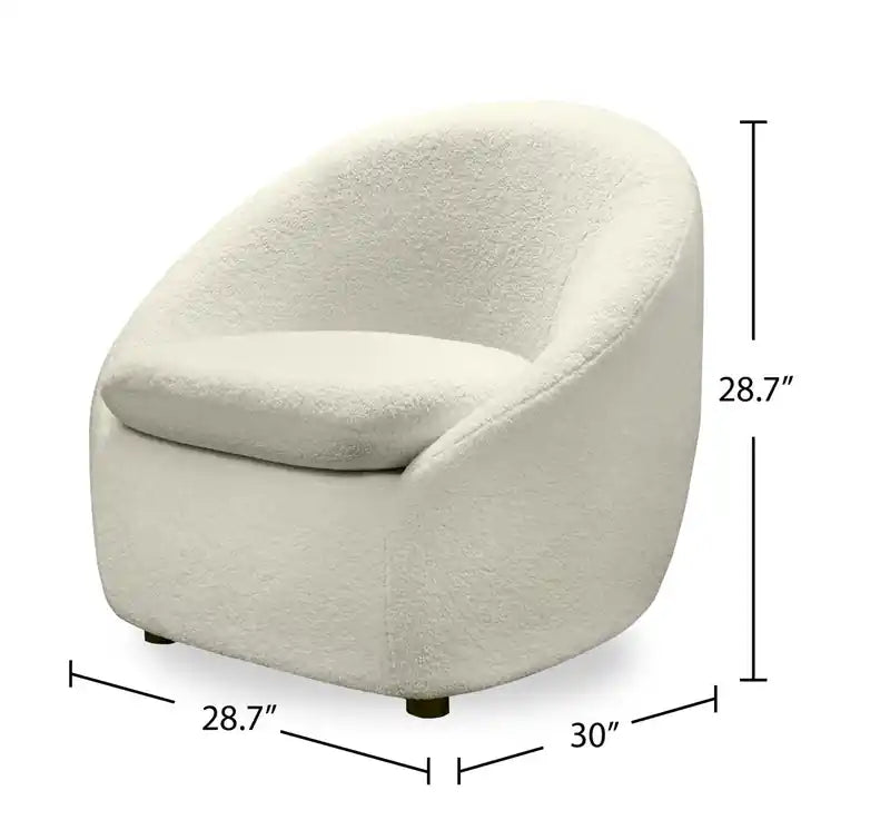 Fauteuil d'appoint incurvé en tissu bouclé chenille de 73 cm avec coussin d'assise amovible