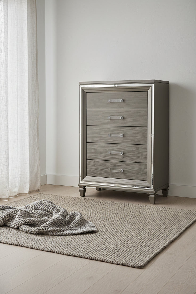 Max Bedroom Chest of Drawers, 5-Drawer, 38W x 54.3H, Glam