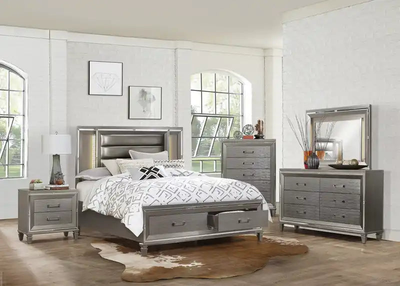 Commode de chambre, 5 tiroirs, 38 po L x 54,3 po H, Glamour