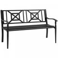 Outsunny Steel Garden Bench For Outdoor, 2-person Patio Bench