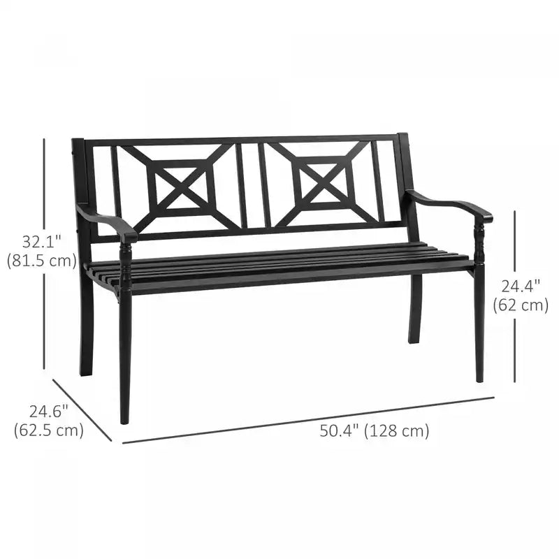 Banc de jardin en acier pour extérieur, banc de terrasse 2 places