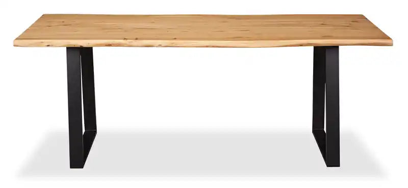 Table de salle à manger Oskar, bois d'acacia et métal, 79W - Naturel et noir