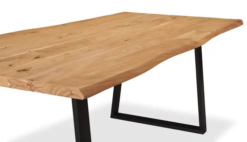 Table de salle à manger Oskar, bois d'acacia et métal, 79W - Naturel et noir