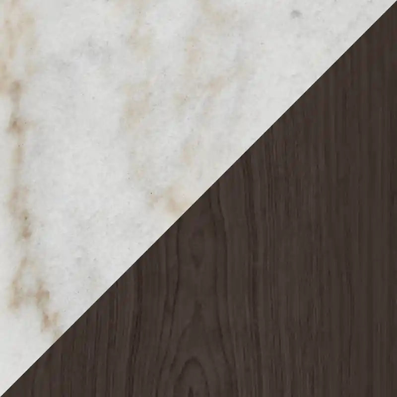 Guéridon moderne 22 avec étagère - Plateau en marbre blanc avec cadre en platine brossé