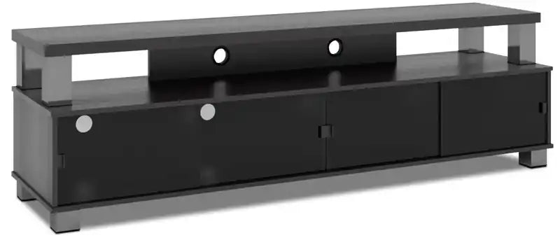 Bromley 75 Modern TV Stand with Storage and Cable Management for TVs up to 85- Black with Glass