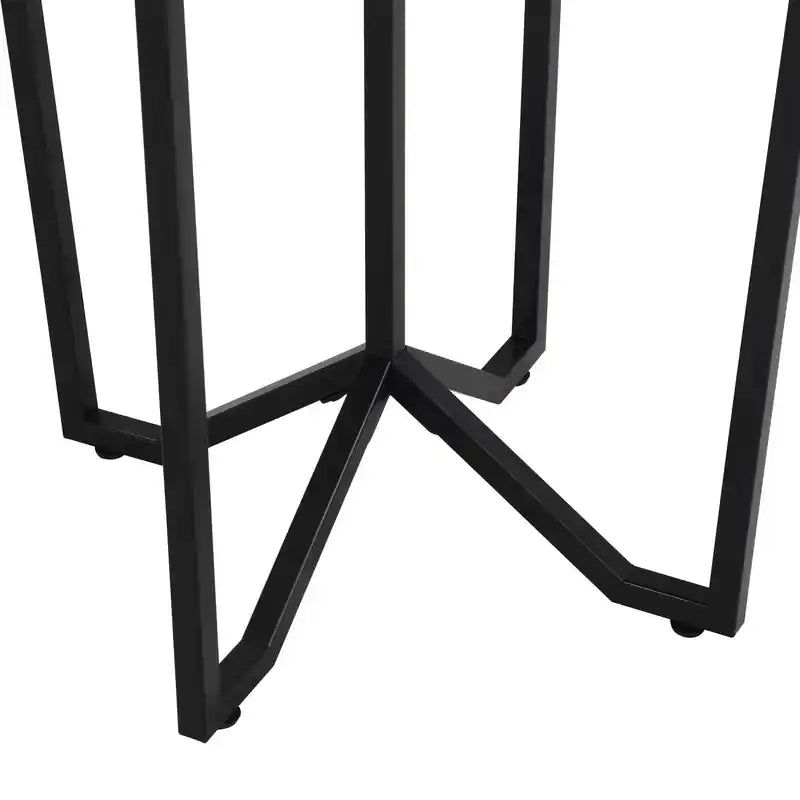 Table d'appoint ronde moderne en verre de 24 pouces - Noir et doré avec pieds en métal