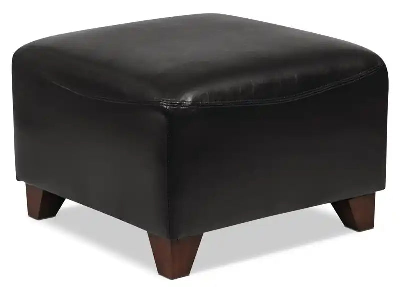 Ottoman en similicuir de 22,5 po avec pieds en bois