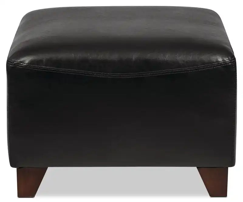Ottoman en similicuir de 22,5 po avec pieds en bois