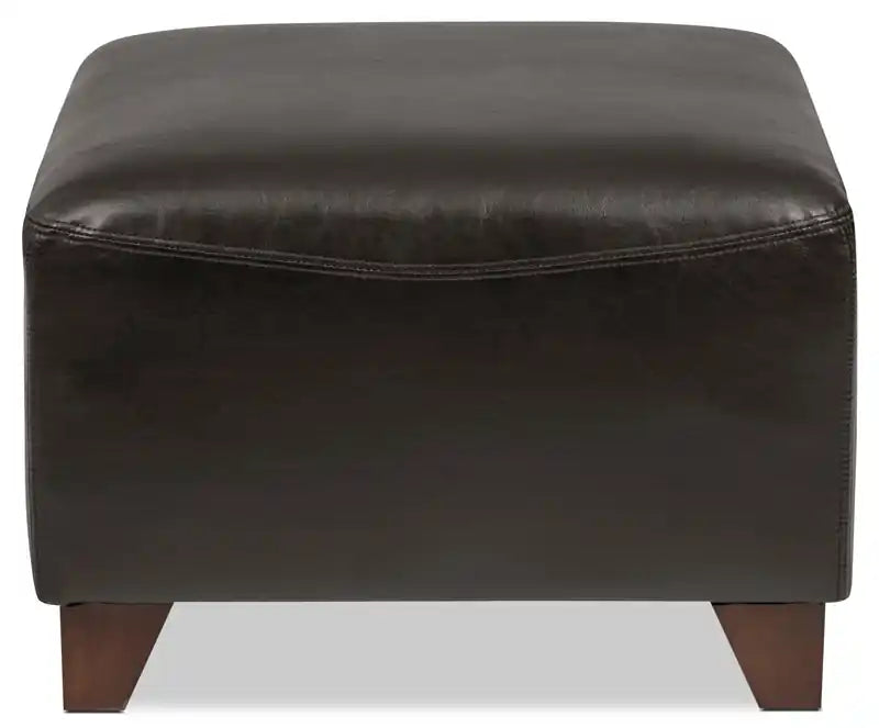 Ottoman en similicuir de 22,5 po avec pieds en bois