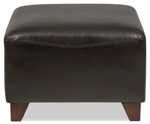 Ottoman en similicuir de 22,5 po avec pieds en bois