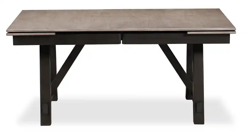 Table de salle à manger avec rallonge 66-94W, mélamine, piètement tréteau
