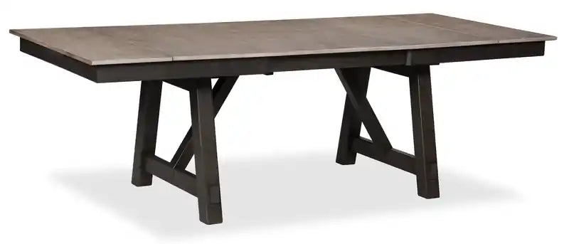 Table de salle à manger avec rallonge 66-94W, mélamine, piètement tréteau