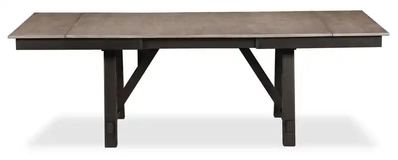 Table de salle à manger avec rallonge 66-94W, mélamine, piètement tréteau