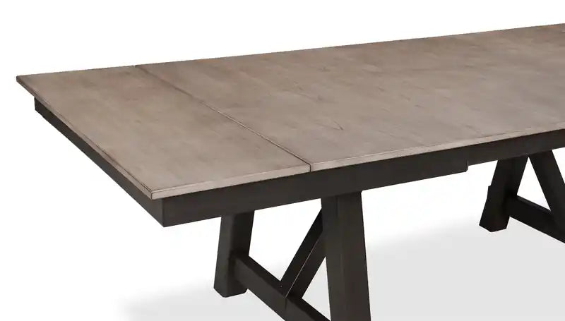 Table de salle à manger avec rallonge 66-94W, mélamine, piètement tréteau