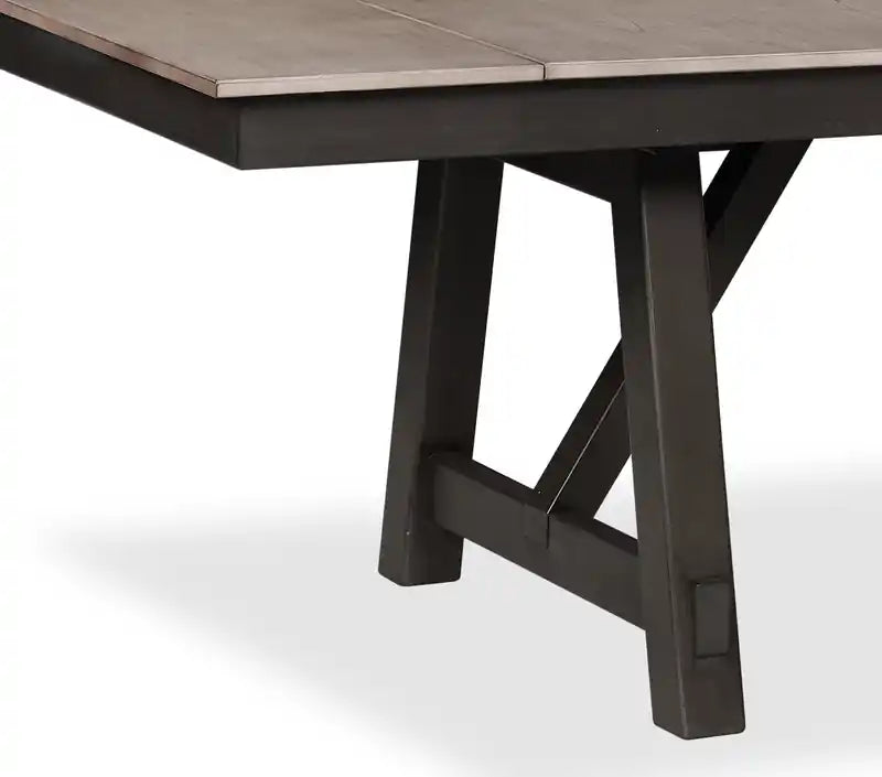 Table de salle à manger avec rallonge 66-94W, mélamine, piètement tréteau